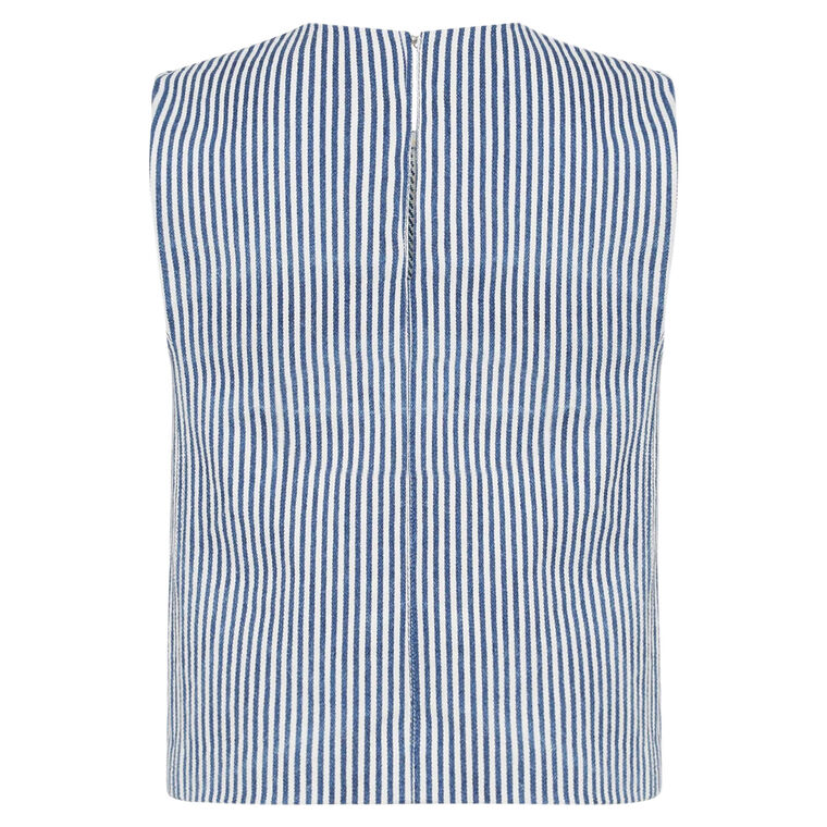 Ludlow Sleeveless Railroad Stripe Denim Top image number null