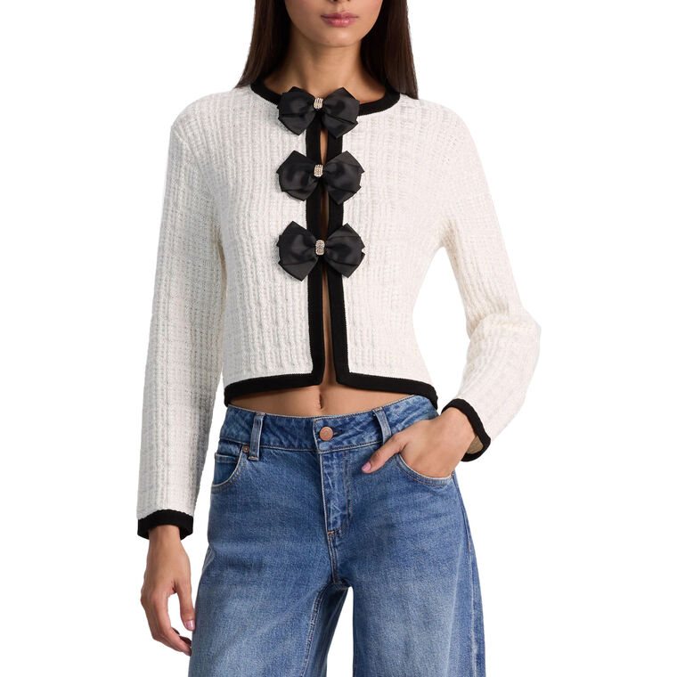 Akira Long Sleeve Bow Detail Cardigan image number null