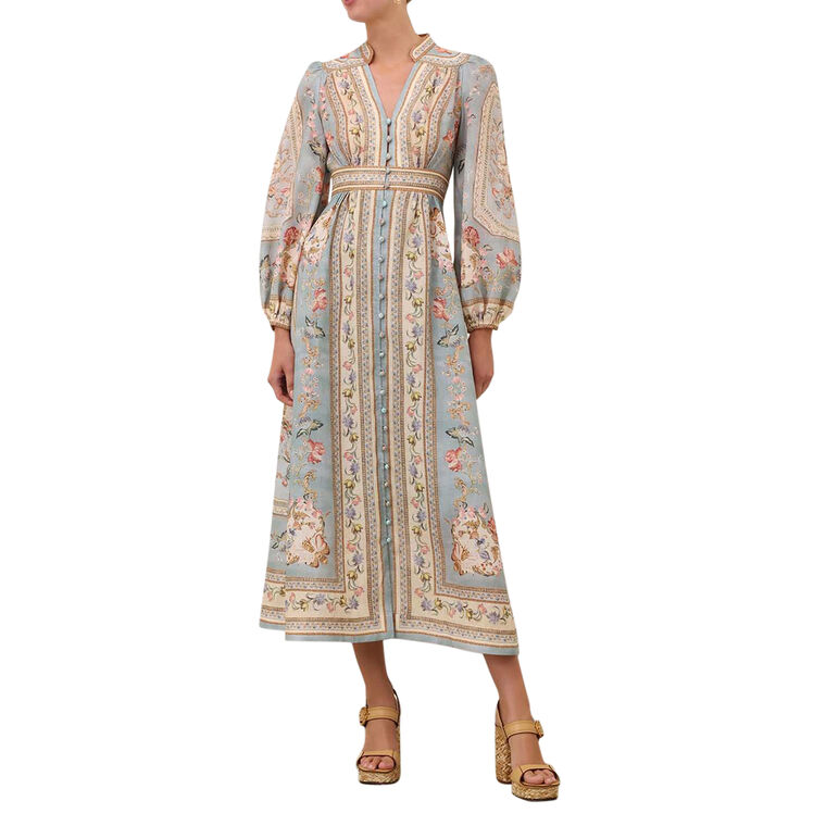 Roselight Plunge Long Sleeve Midi Dress image number null
