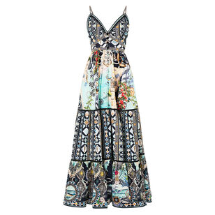 Sleeveless Tiered Bodice Maxi Dress