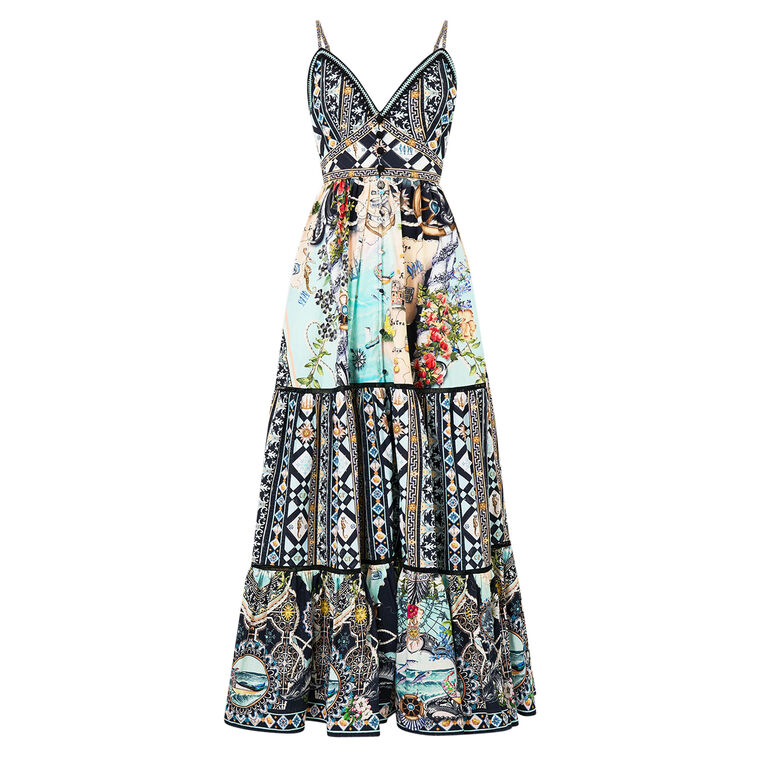 Sleeveless Tiered Bodice Maxi Dress image number null