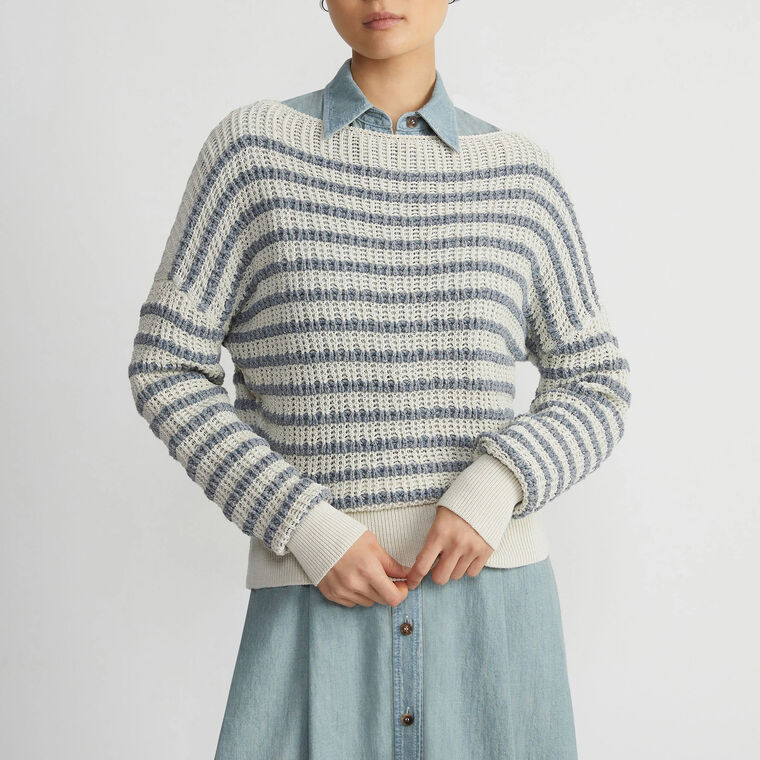 Stripe Dropped Shoulder Bateau Sweater image number null