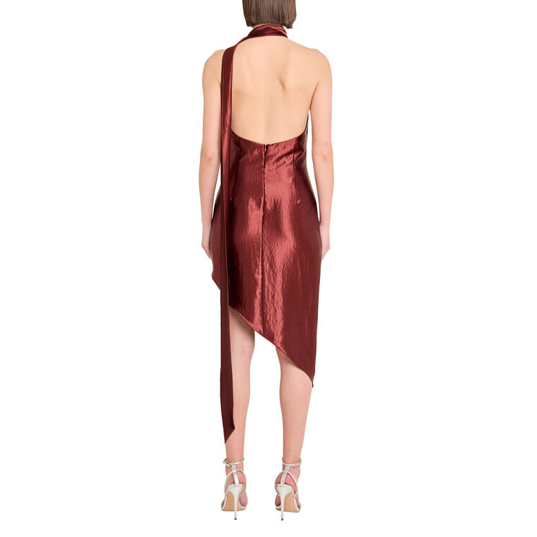 Vallani Sleeveless High Neck Asymmetrical Midi Dress image number null
