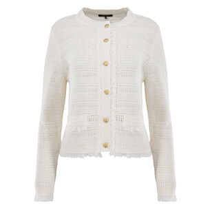 Taza Pointelle-Knit Fringed Sweater