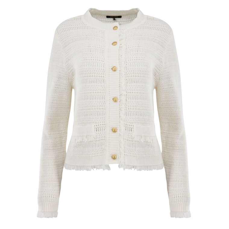 Taza Pointelle-Knit Fringed Sweater image number null