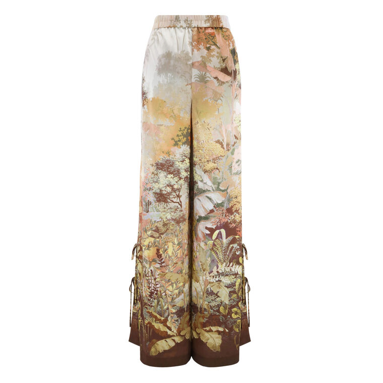 Helena Wide-Leg Botanical-Print Pants image number null