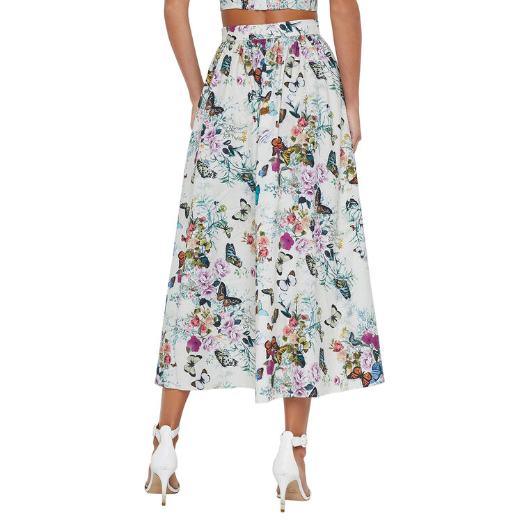 Seina Front Pleated Poplin Midi Skirt image number null