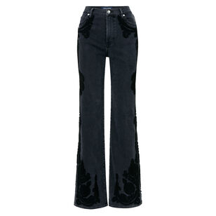 Crosbie Embroidered High-Rise Slim Wide-Leg Jean