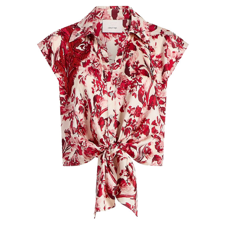 Floral Ribbons Sleeveless Mari Blouse image number null