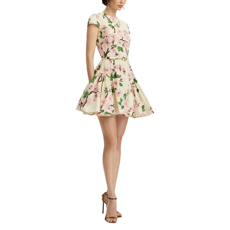 Short Sleeve Cherry Blossom Poplin Mini Dress image number null