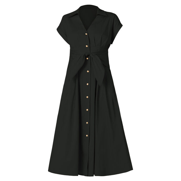 Josephine Short Sleeve Button-Front Midi Dress image number null