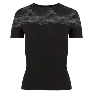 Fluid Jersey Top With Lace Insert