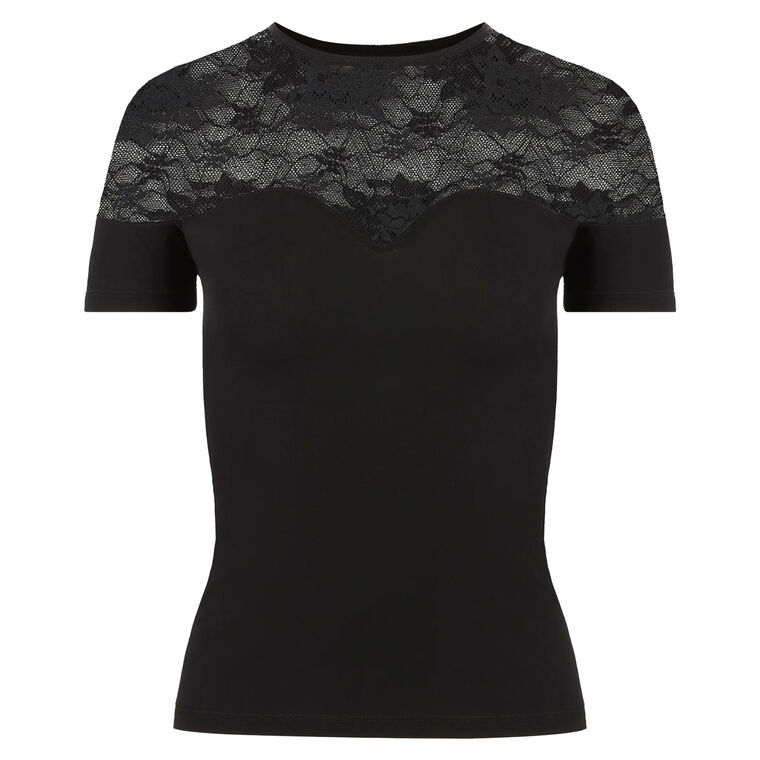 Fluid Jersey Top With Lace Insert image number null