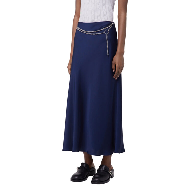 Chain Detail Satin Midi Skirt image number null