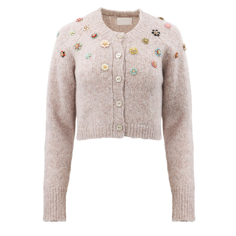 Clustered Enamel Flower Millie Cropped Cardigan image number null