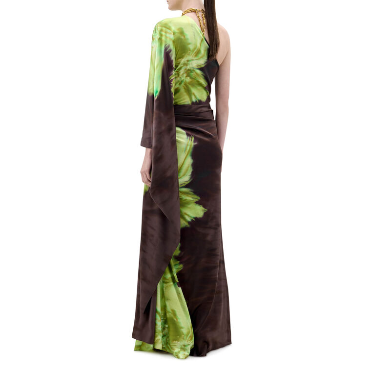 Afrodita One Sleeve Silk Maxi Dress image number null