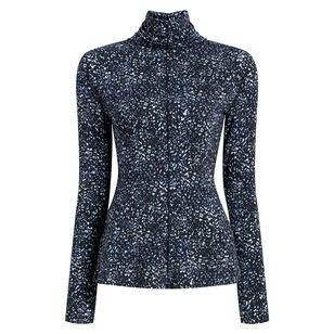 Audrey Long Sleeve Turtleneck Top In Cheetah Jersey