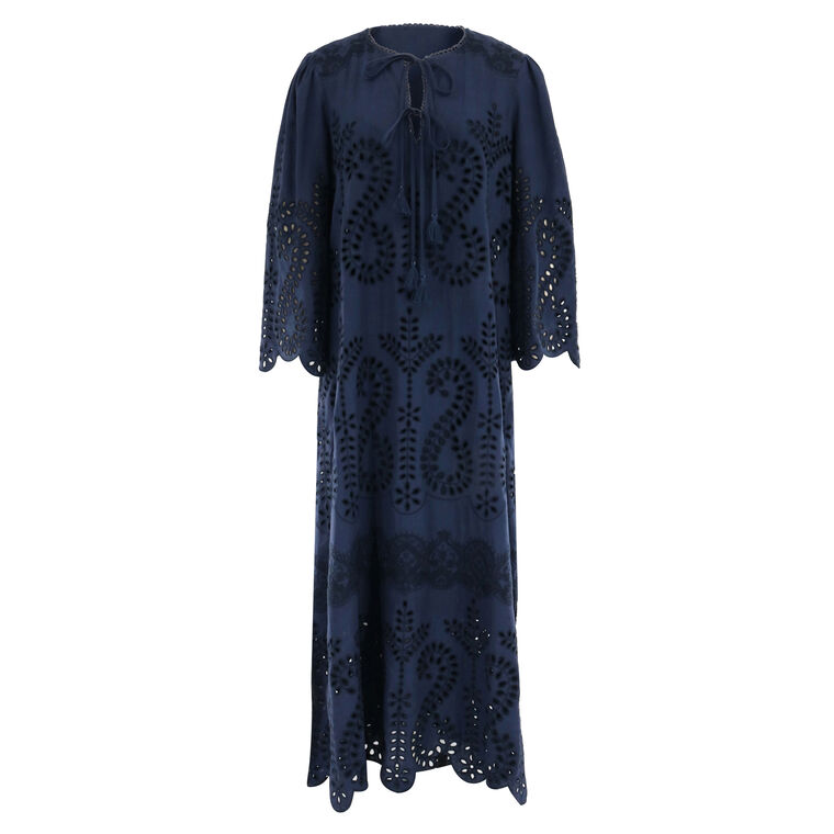 Norah Long Sleeve Embroidery Midi Dress image number null
