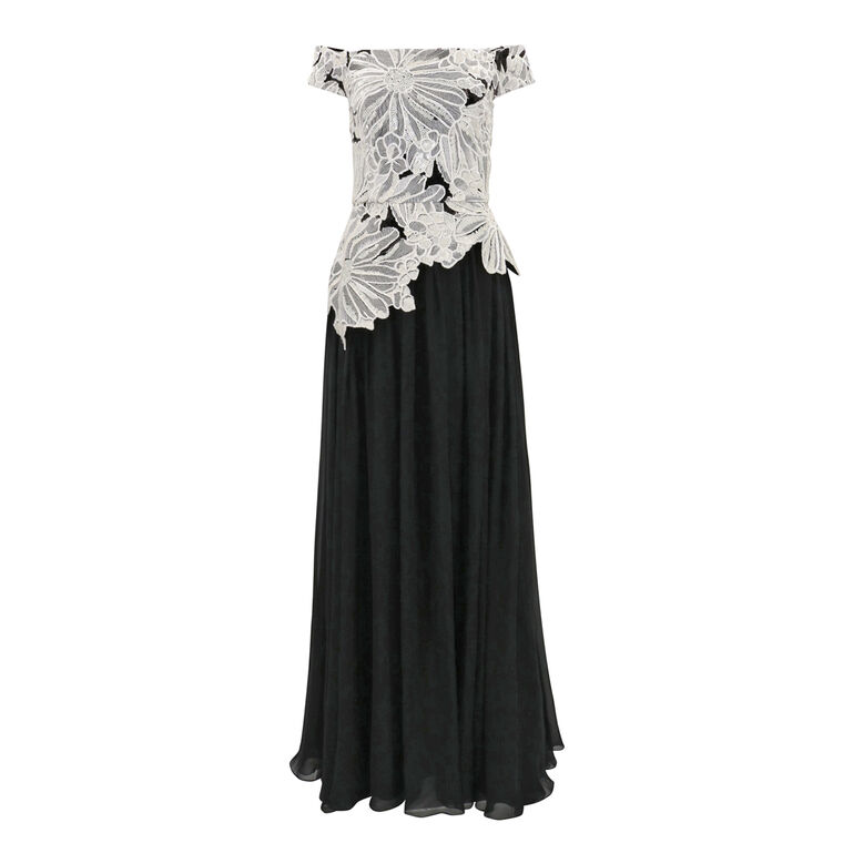 Sequin Embroidered Off-The-Shoulder Gown image number null