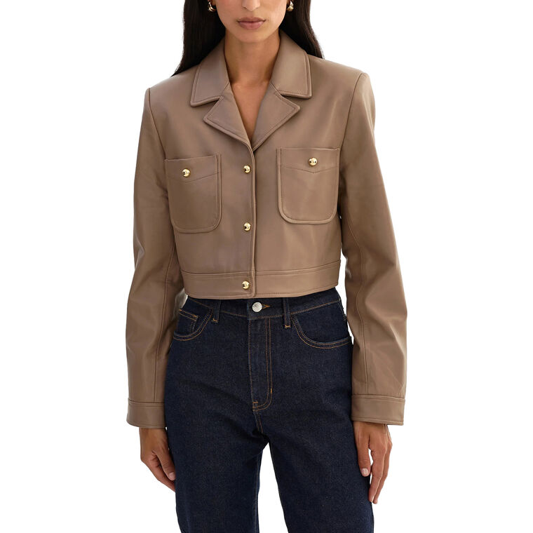 Lorena Cropped Leather Jacket image number null