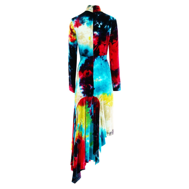 Tie Dye Velvet Long Sleeve Dress image number null