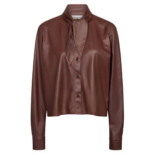 Leather Shirt With Tie Insert