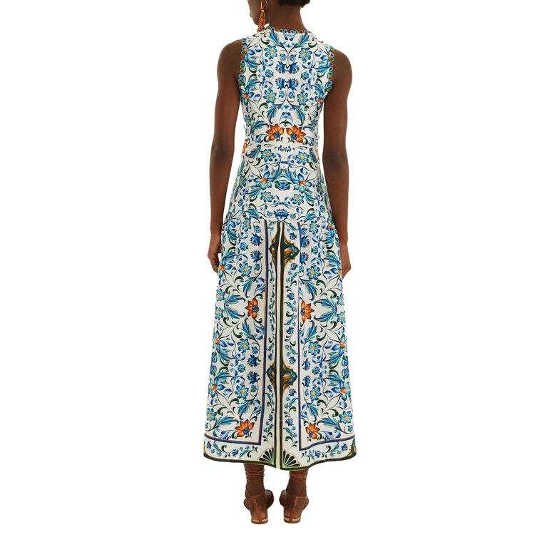 Sleeveless Flora Tile Scallop Maxi Dress image number null