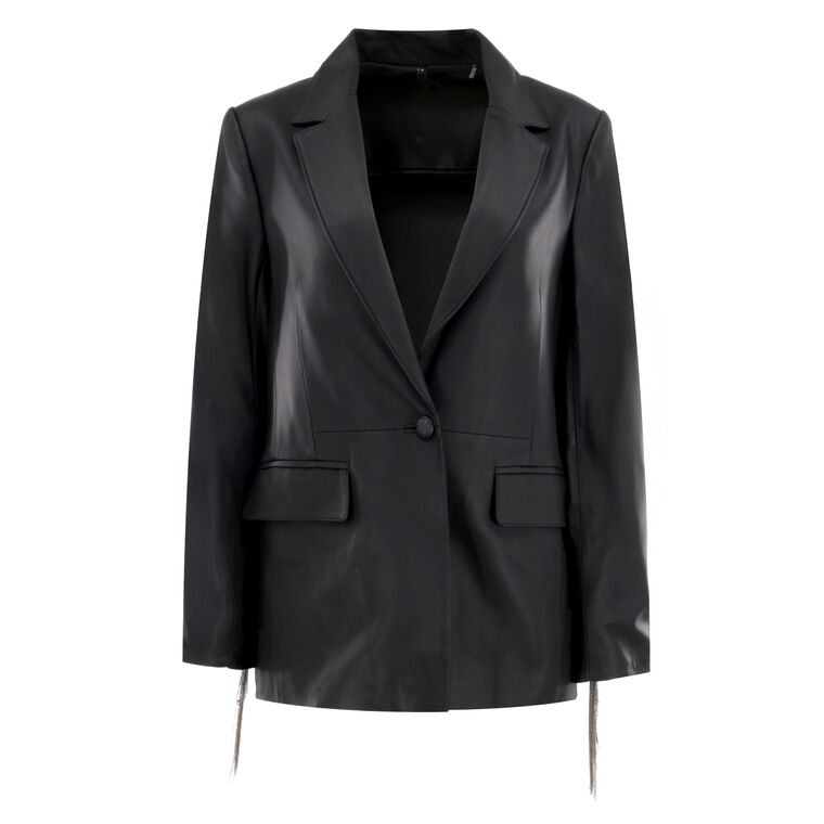 Blake Leather Jacket With Fringe image number null