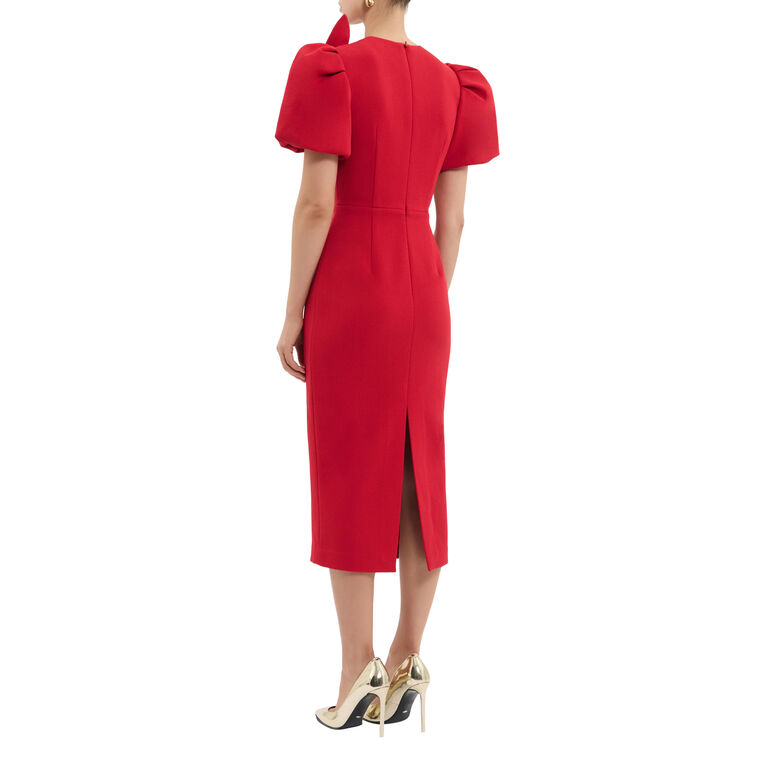 Violetta Puff Sleeve Belted Midi Dress image number null