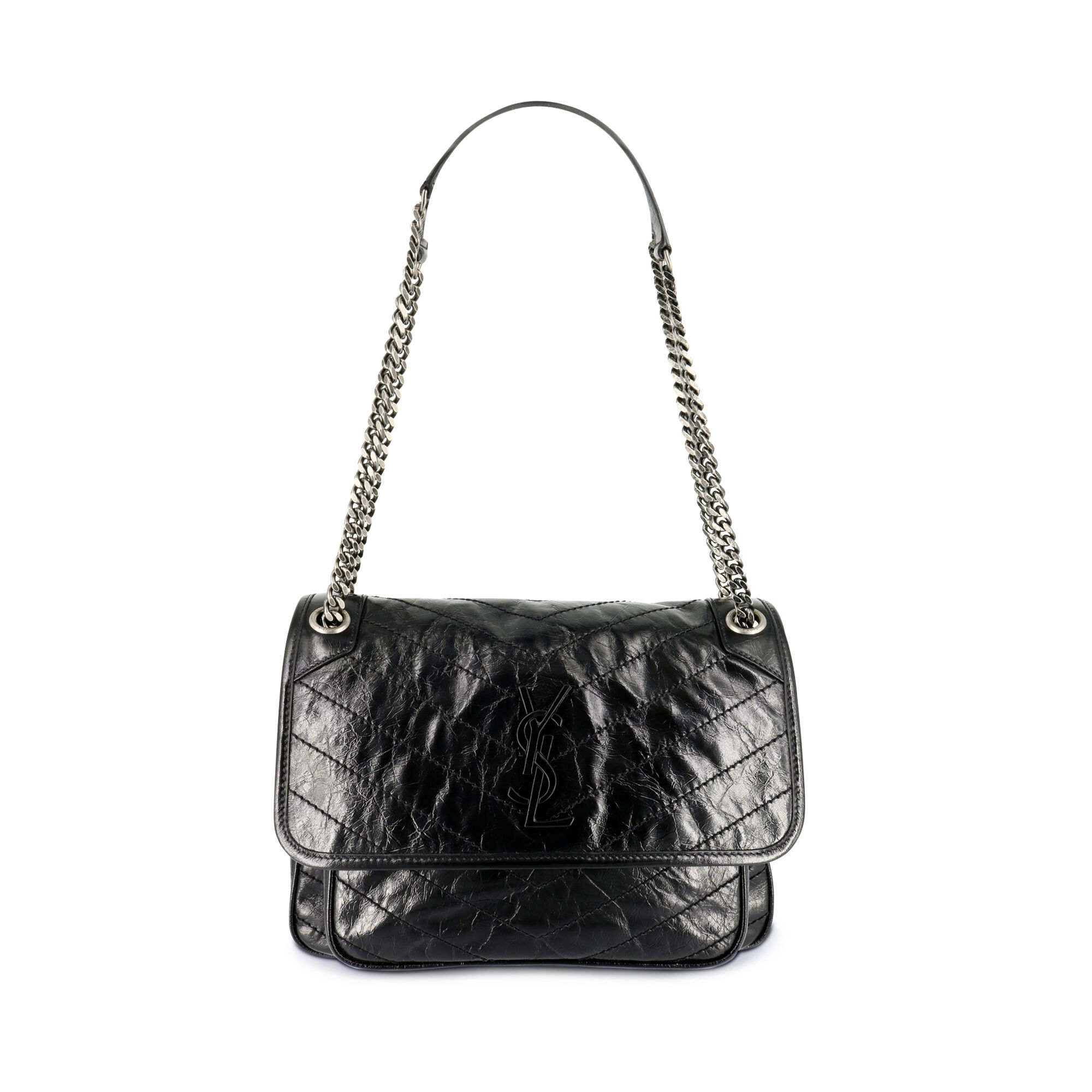 Niki Medium Flap YSL Shoulder Bag in Quilted Suede