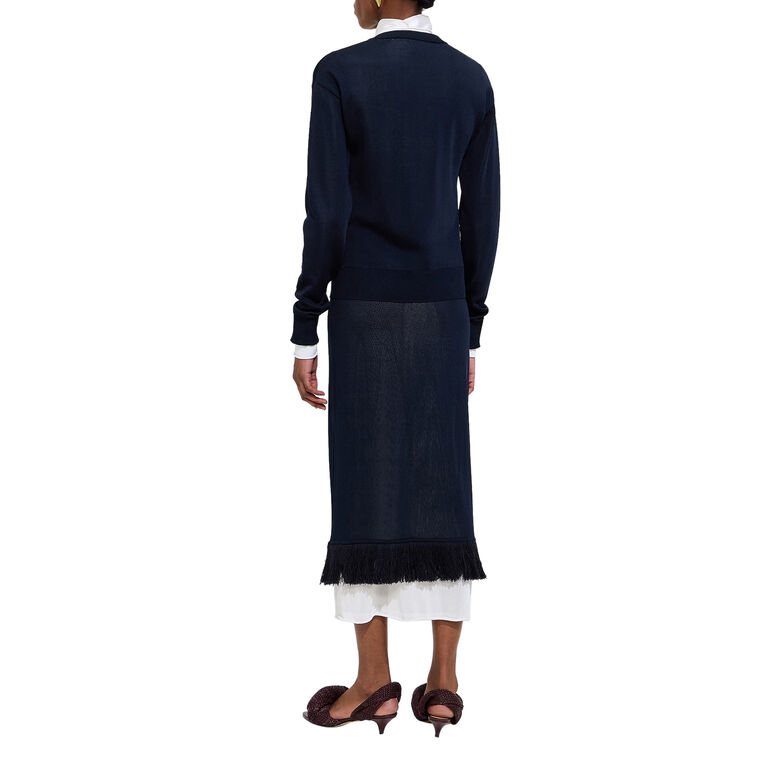 Lightweight Silk Double Layer Knit Midi Skirt image number null