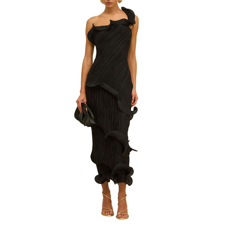 Payton Sculptural One-Shoulder Midi Gown image number null