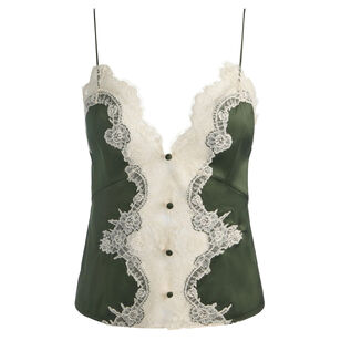 Julietta Button Front Cutaway Lace Slip Top