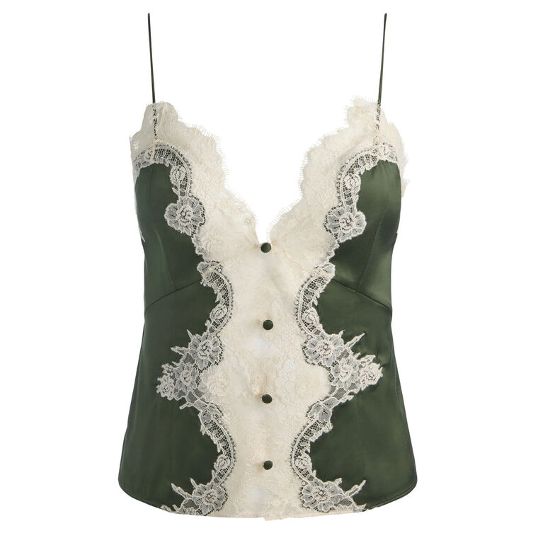 Julietta Button Front Cutaway Lace Slip Top image number null