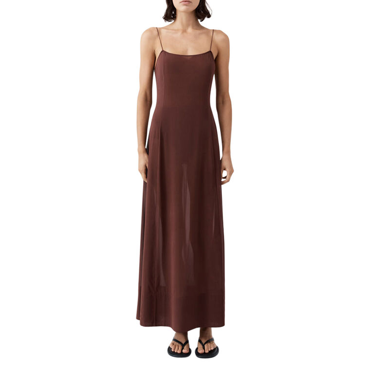 Sleeveless Sheer Silk Slip Midi Dress image number null