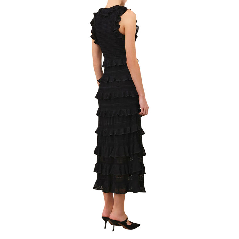 Hypnotic Lace Frill Knit Halter Midi Dress image number null