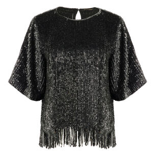 Yona Sequined Fringed-Hem Blouse Yona Sequined Fringed-Hem Blouse