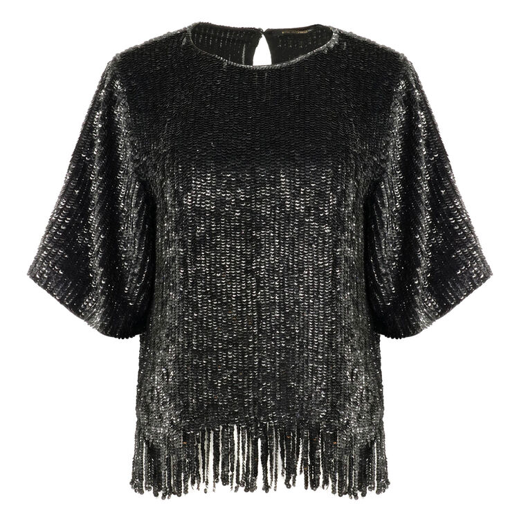 Yona Sequined Fringed-Hem Blouse image number null