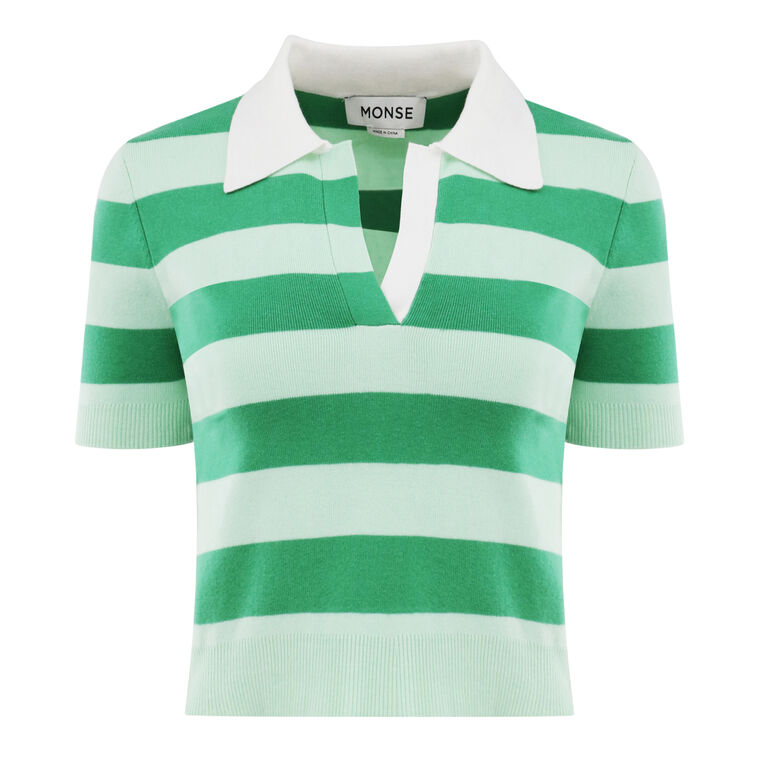 Striped Knit Polo Top image number null