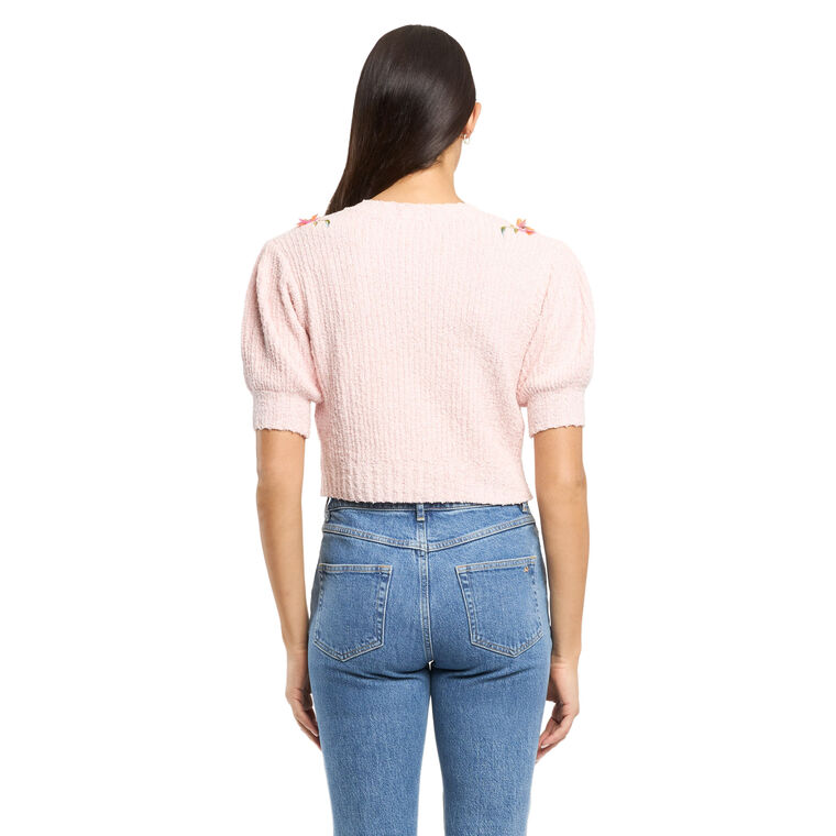 Millicent Trailing Iris Short Puff Sleeve Cardigan image number null