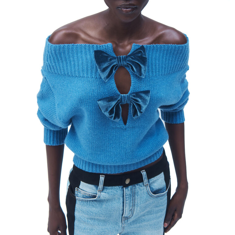Colin Sweater With Velvet Bow Detail image number null