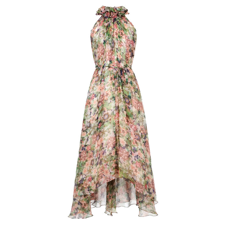 Sleeveless Crinkle Silk Chiffon Midi Dress image number null