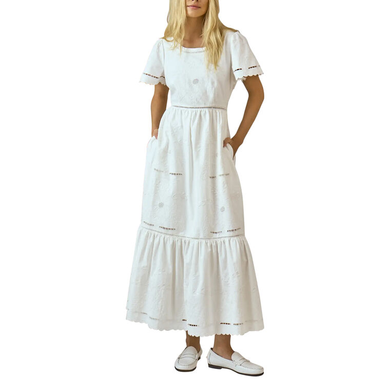Marley Short Sleeve Eyelet Midi Dress image number null