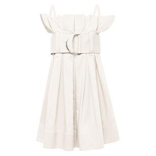 Pleated D-Ring Sleeveless Mini Dress