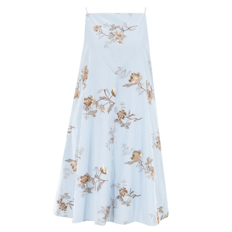 D'Orsay Sleeveless Embroidered Poplin Mini Dress image number null