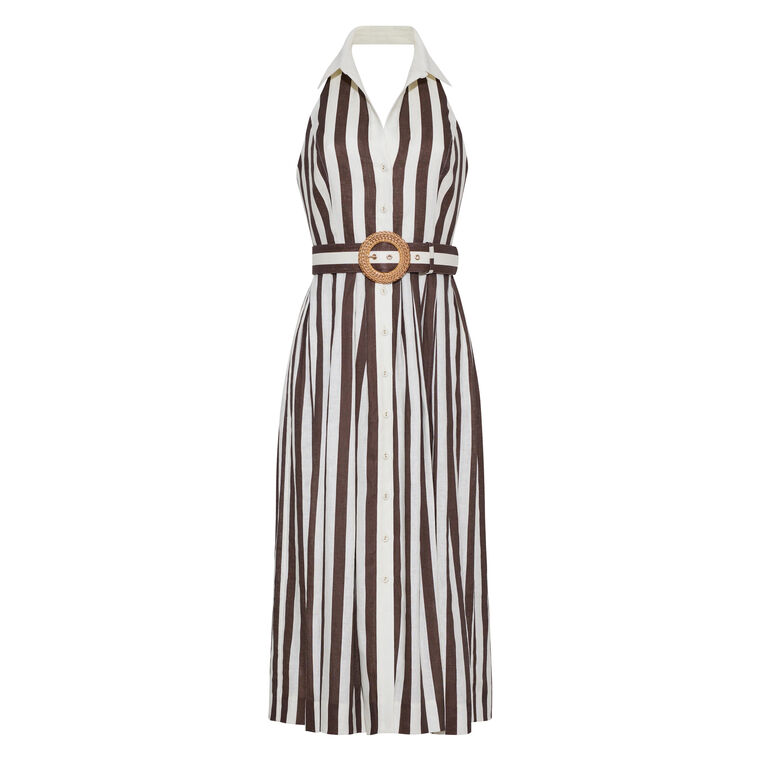 Quentin Sleeveless Halterneck Belted Midi Dress image number null