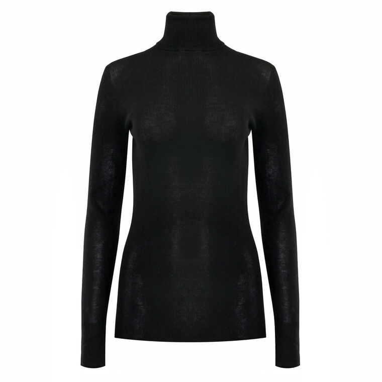 Featherweight Ribbed Sweater Turtleneck Pullover image number null