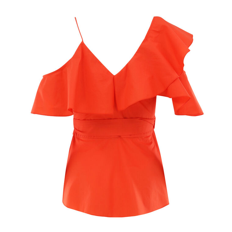 Roan Ruffle Shoulder Wrap Top image number null