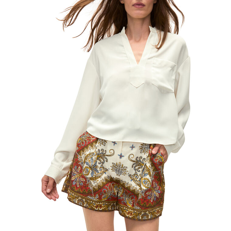 Dean Split Neck Long Sleeve Top image number null