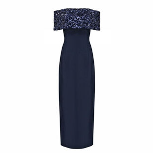 Ada Sequined Neckline Column Gown